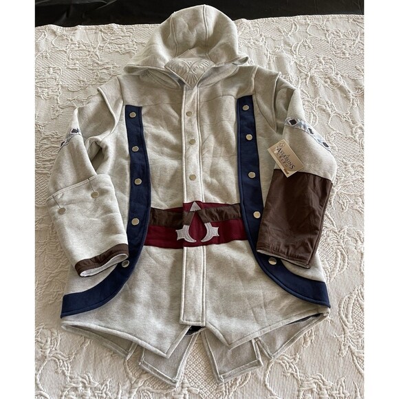 Spirit Halloween Assasins Creed Hooded Jacket Cosplay Gray Teen Large 12-14 NWT - Picture 4 of 16